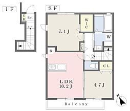 (仮)府中市新町1丁目計画 2LDKの間取図画像