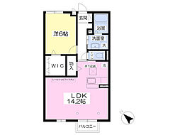 グリーンハウスｅ 1階1LDKの間取り