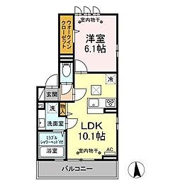 JR中央本線 甲府駅 徒歩29分の賃貸アパート 1階1LDKの間取り