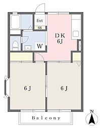 ＲｉｖｅｒＣｉｔｙ 1階2DKの間取り