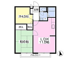 カーサエントピアII 2階2LDKの間取り