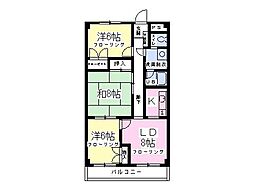 エバーグリーン池田 3LDKの間取図画像