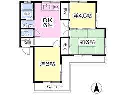コーポ大木 3DKの間取図画像