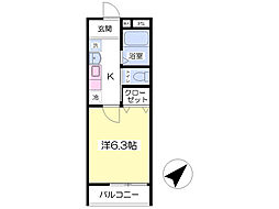 コーポハイブリッジ 1Kの間取図画像