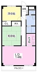 エバーグリーン池田 2LDKの間取図画像