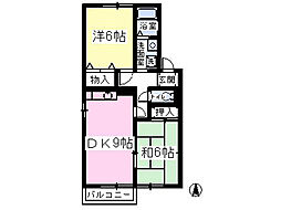 サニーテラス2 2DKの間取図画像