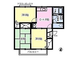 エバーグリーン広瀬A 3DKの間取図画像