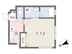 アフェット穴川 1階1Kの間取り