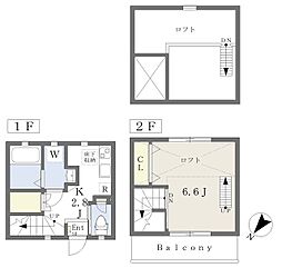 アフェット検見川II 1階1Kの間取り