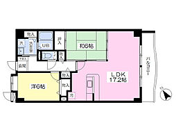 エスタシオン 1階2LDKの間取り