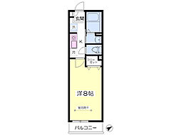 フォンテーヌ幕張 2階1Kの間取り