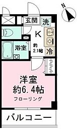 ミリアビタＮｏ．5 5階1Kの間取り