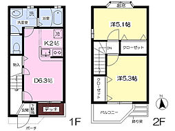 ノーベルパーク13 1階2DKの間取り