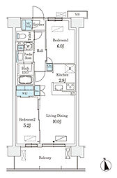 スカイグランデ津田沼 2LDKの間取図画像