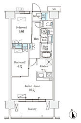 スカイグランデ津田沼 2LDKの間取図画像