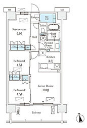 スカイグランデ津田沼 2SLDKの間取図画像