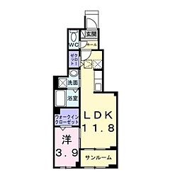 セイジュ 1階1LDKの間取り