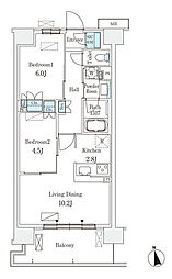 スカイグランデ津田沼 2LDKの間取図画像