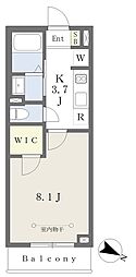 パスティークスエヒロ 1Kの間取図画像