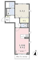 カーサフォレスター3 1LDKの間取図画像