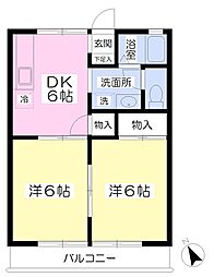 コーポおゆみ野 2DKの間取図画像