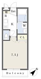 シャインフロント鎌取 1Kの間取図画像