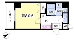 アジュール新葉 1Kの間取図画像