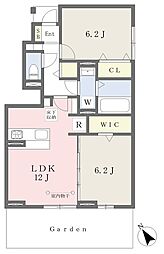 アビタシオン若葉B 2LDKの間取図画像