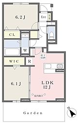 アビタシオン若葉B 2LDKの間取図画像