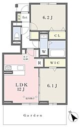 アビタシオン若葉B 2LDKの間取図画像