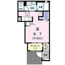 カーサフェリーチェ ワンルームの間取図画像