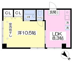 岡本ビル 1LDKの間取図画像