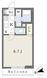 ＺＥＲＤＩＡ船橋 1階1Kの間取り