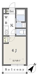 ヘリオス芝山 1階1Kの間取り