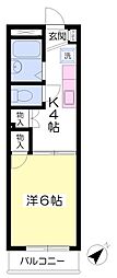 第5幸和ハイツ 2階1Kの間取り