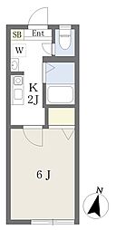 ハウス・フリーデ 2階1Kの間取り