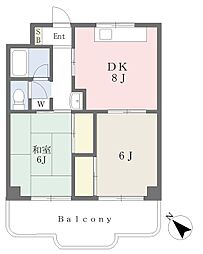 グリーンヒルズ21 201 2階2DKの間取り