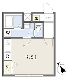 ｃａｓａ　ＳＥＶＥＮ 1階ワンルームの間取り