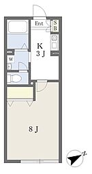スプルース西船 2階1Kの間取り