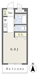 JR総武線 東船橋駅 徒歩14分の賃貸マンション 2階ワンルームの間取り