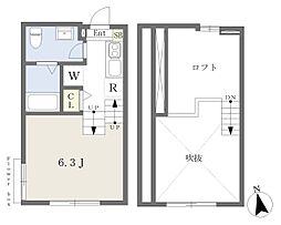 船橋市本町4丁目アパート ワンルームの間取図画像