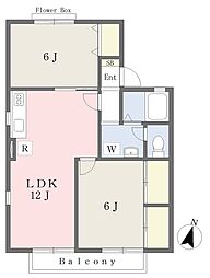 メイプルハウス参番館 2LDKの間取図画像