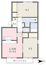 ルミエール 2LDKの間取図画像