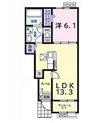 JR内房線 巌根駅 徒歩13分の賃貸アパート 1階1LDKの間取り