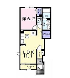 JR外房線 新茂原駅 徒歩10分の賃貸アパート 1階1LDKの間取り