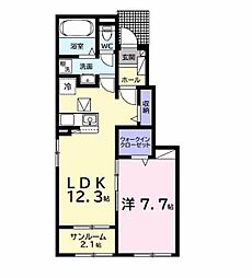JR内房線 長浦駅 徒歩4分の賃貸アパート 1階1LDKの間取り