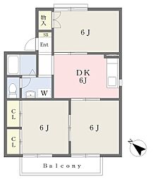 ハイツシンフォニーＡ棟 1階3DKの間取り