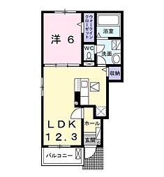JR久留里線 祇園駅 徒歩18分の賃貸アパート 1階1LDKの間取り
