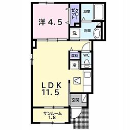 JR外房線 茂原駅 バス7分 早野下車 徒歩8分の賃貸アパート 1階1LDKの間取り