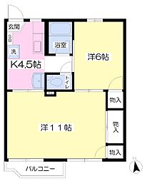サンベルトＡ 2階2Kの間取り